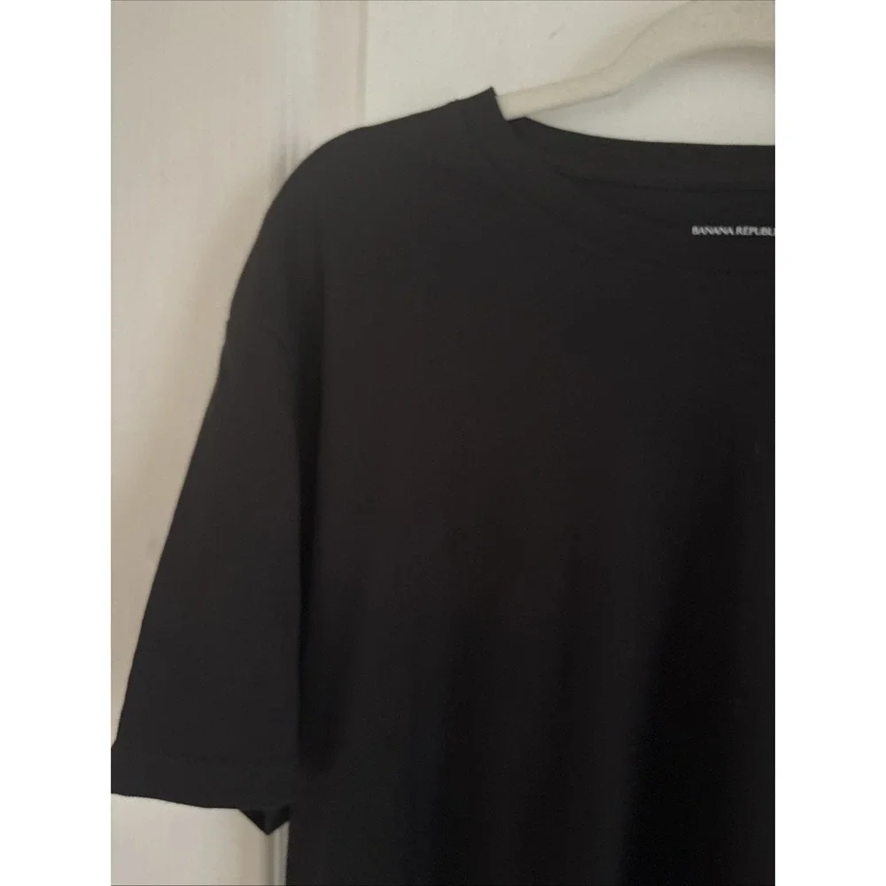 NWT Banana Republic STANDARD-FIT PREMIUM WASH CREW-NECK T-SHIRT Black Sz L